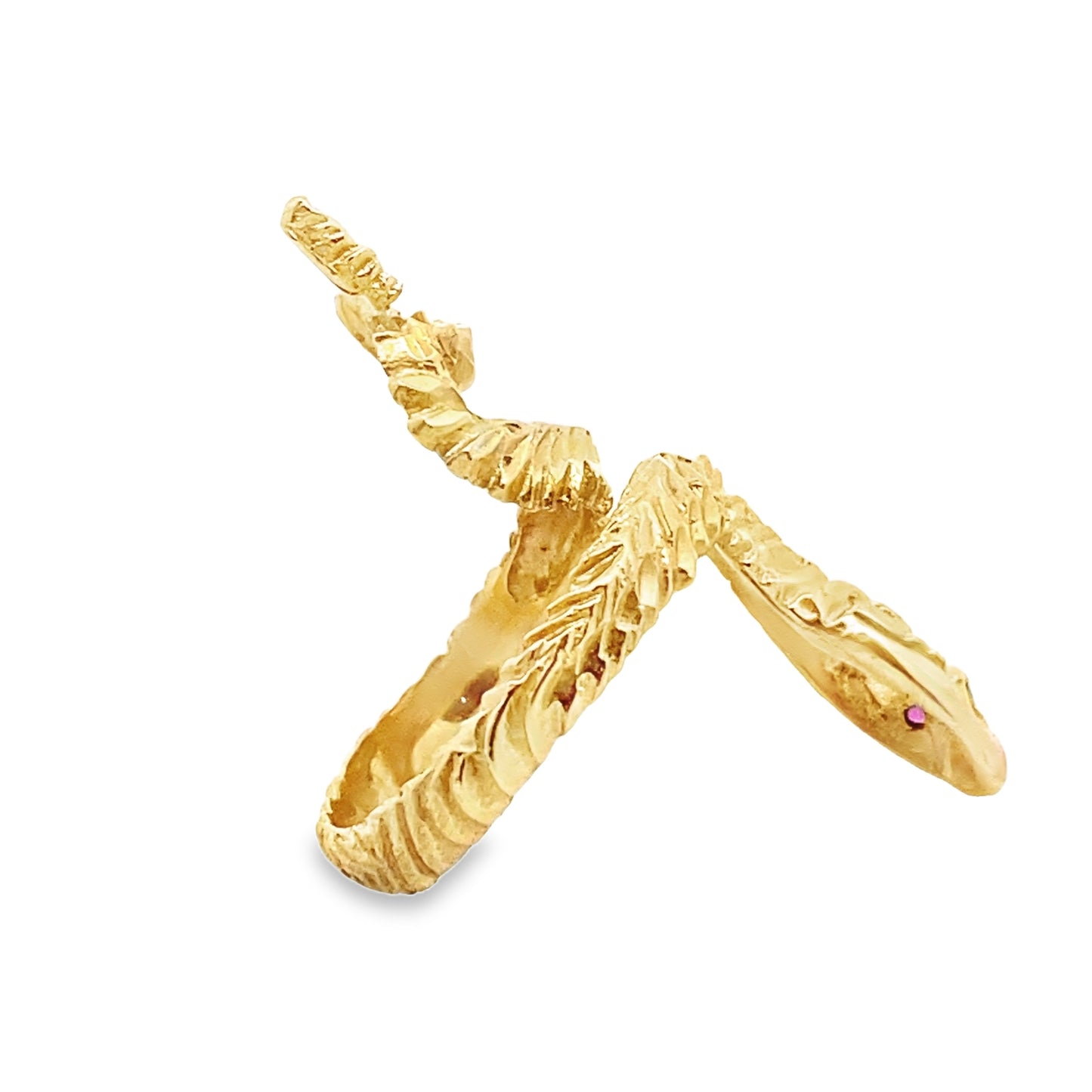 Snake Wrap Ring in 14K Yellow Gold and Ruby