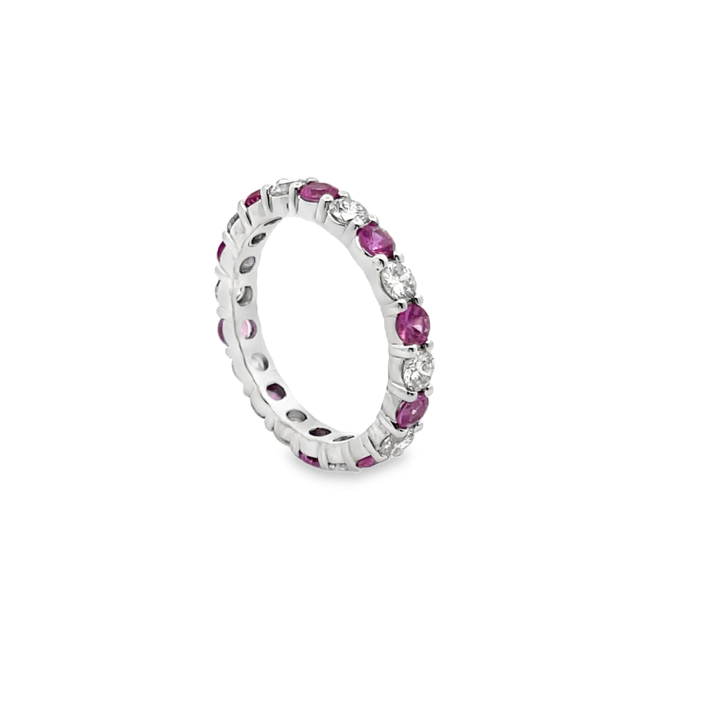 Tourmaline and Diamond Eternity Ring in 14K White Gold