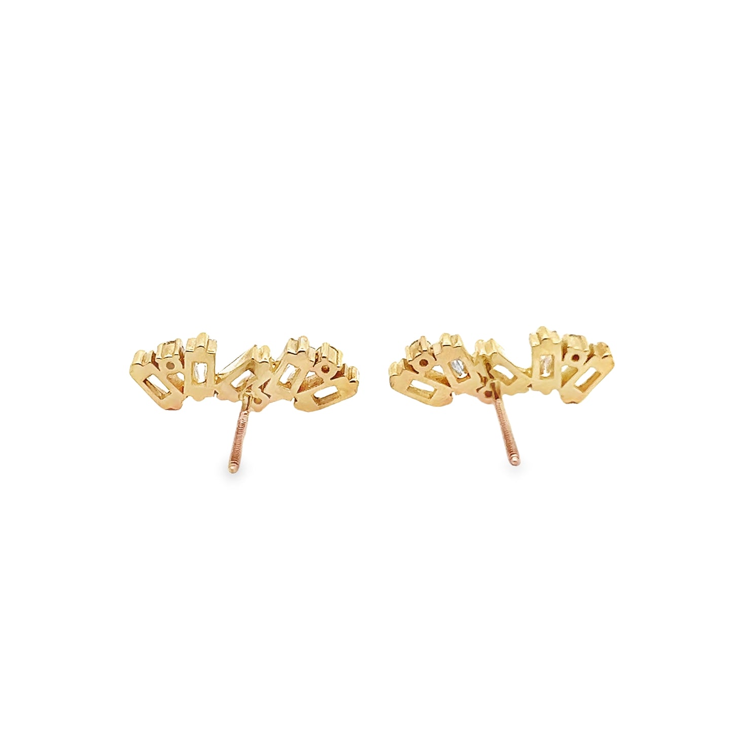 Baguette and Round-Cut Diamond Angelic Earrings in 14K Yellow Gold
