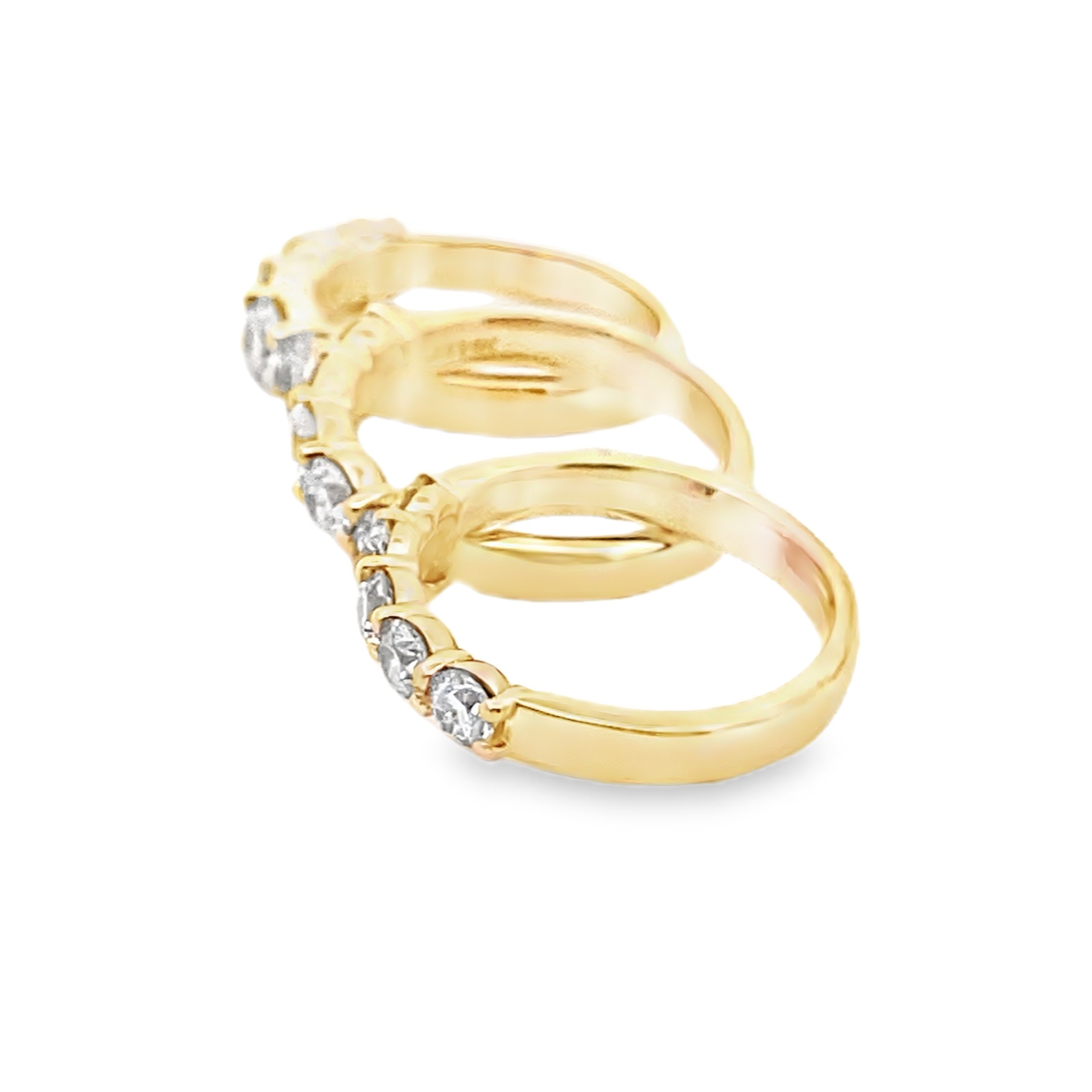 Shared Prong Halfway Diamond Ring in 14K Gold