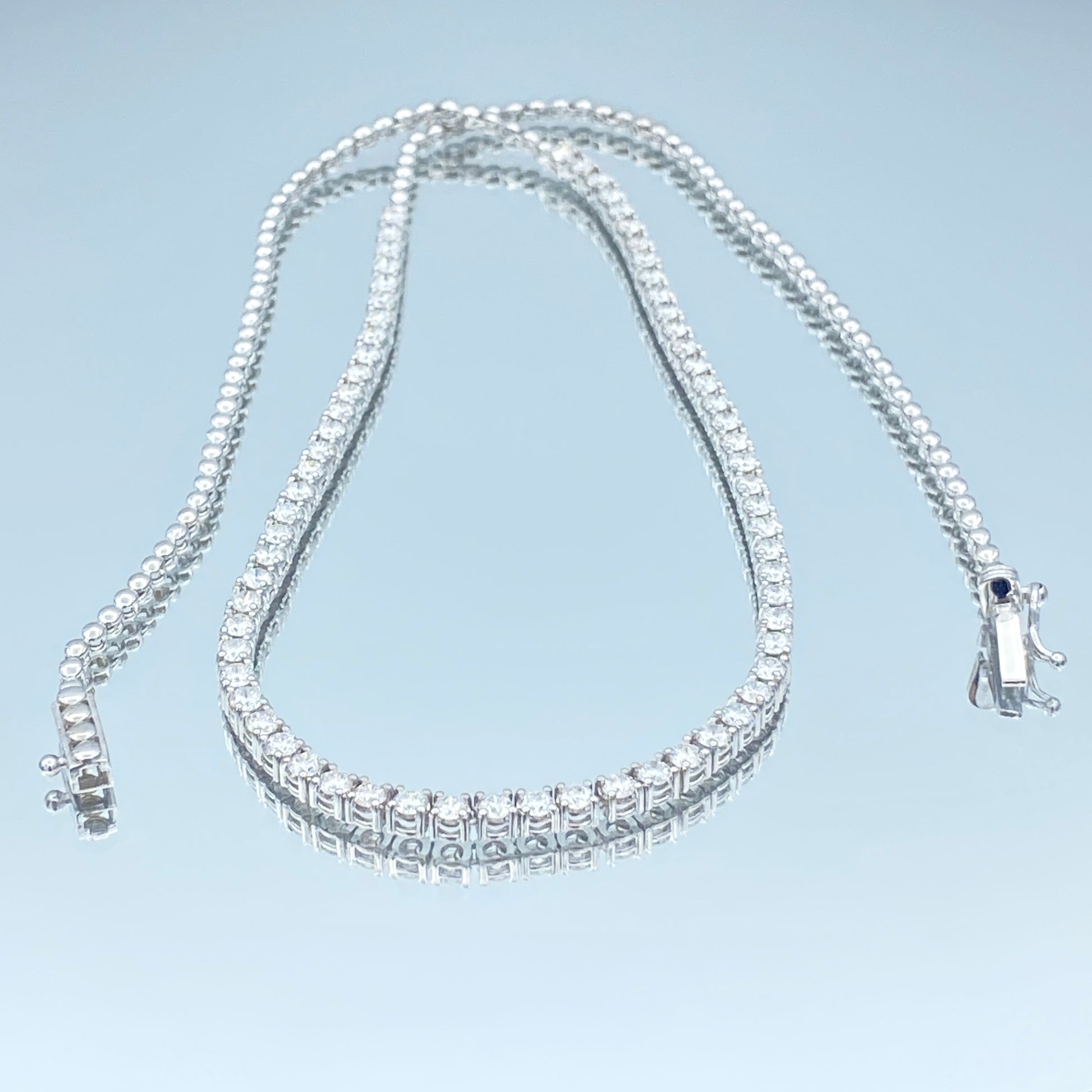 Halfway Diamond Tennis Necklace in 14K White Gold - L and L Jewelry