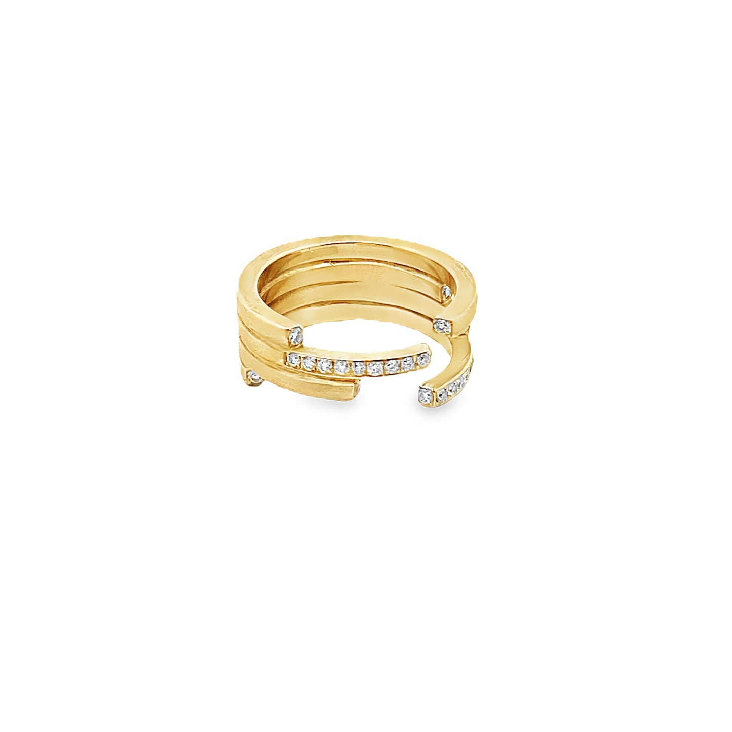 Diamond and 14K Gold Open Linear Ring