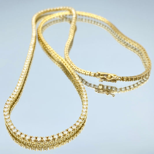 Diamond Tennis Necklace in 14K Yellow Gold - L and L Jewelry