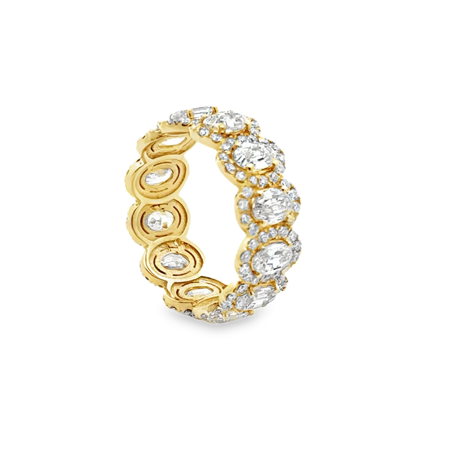 Halo Diamond Eternity Ring in 14K Yellow Gold
