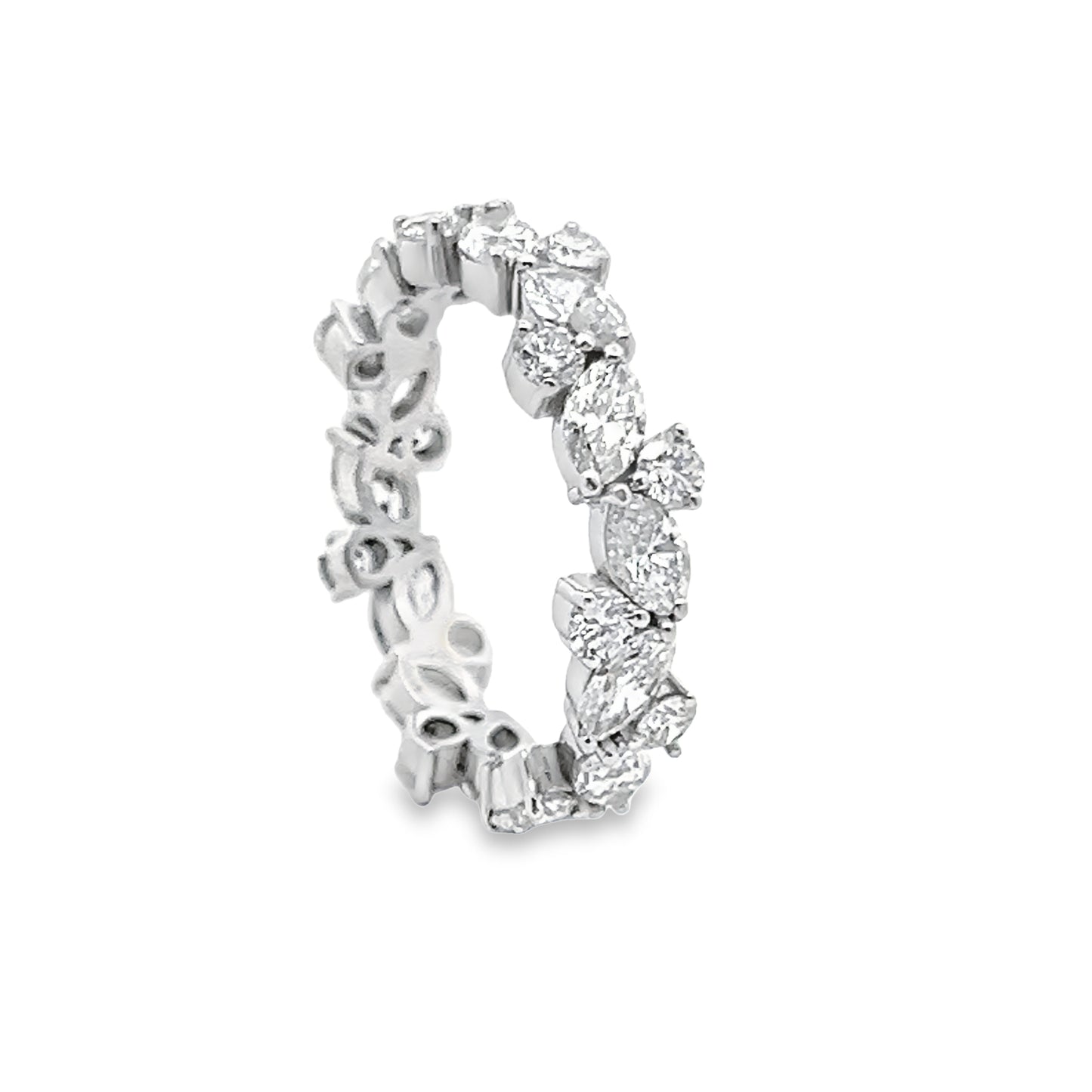 Alternating Maquise-Cut and Round Brilliant-Cut Diamond Eternity Ring in Platinum