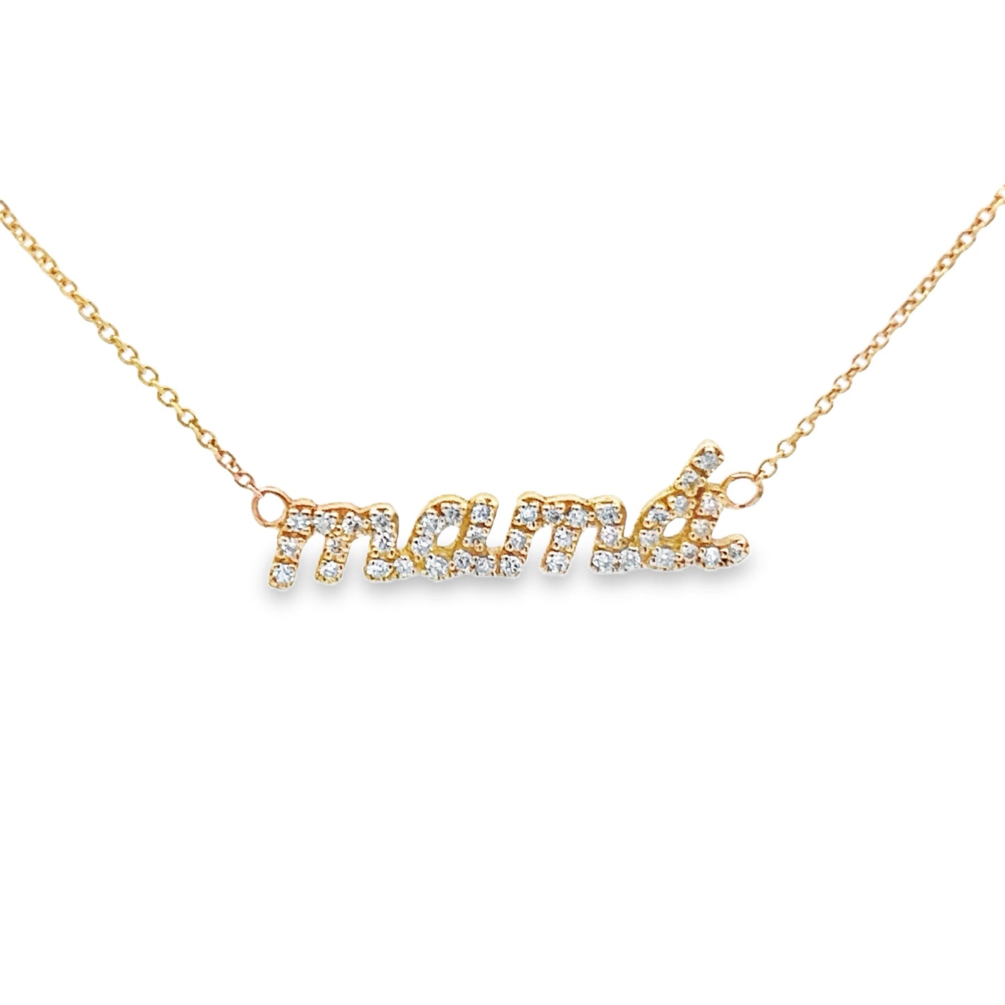Mama Name Diamond Pendant Necklace in 14K Yellow Gold