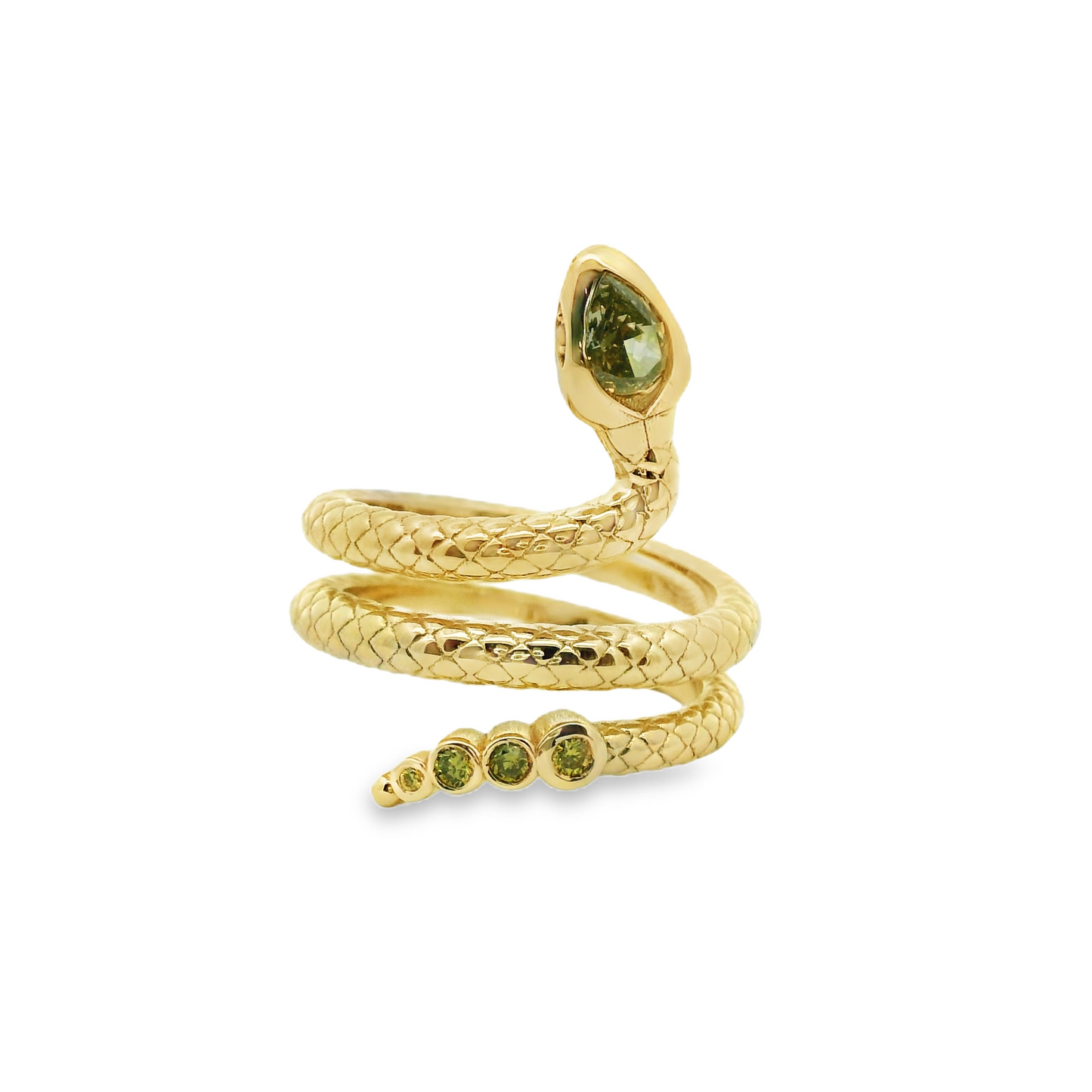Snake Shape Ring with Marquis-Cut and Round-Cut Diamonds in 14K Yellow Gold