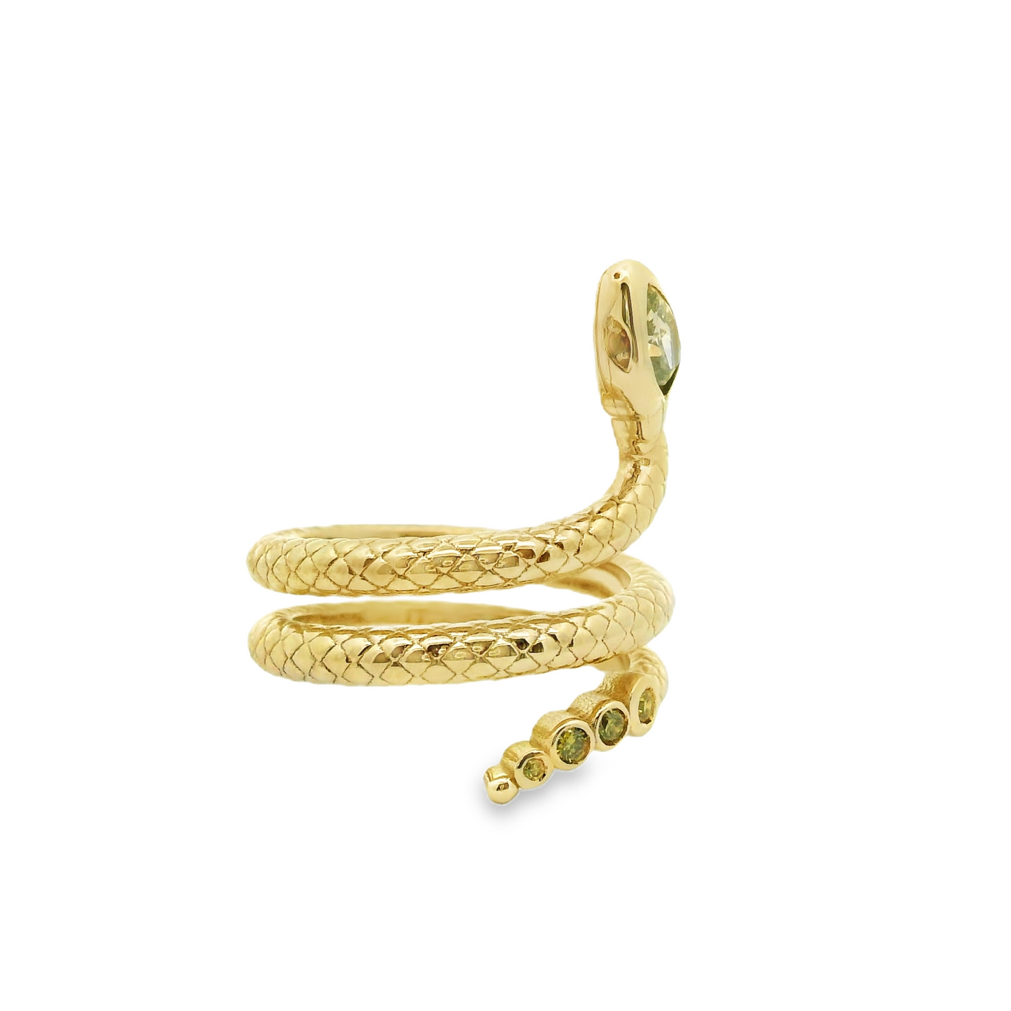 Snake Shape Ring with Marquis-Cut and Round-Cut Diamonds in 14K Yellow Gold