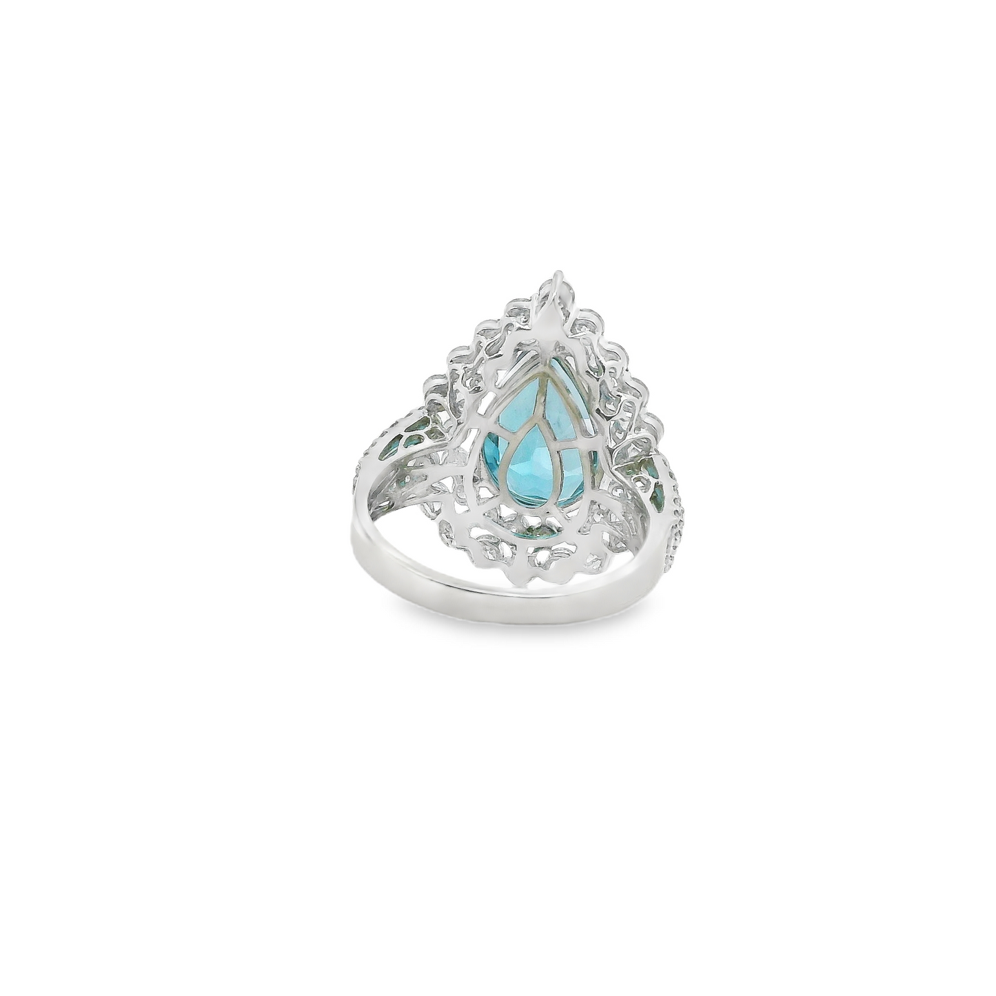 Blue Topaz Pear Cut Halo Cocktail Ring