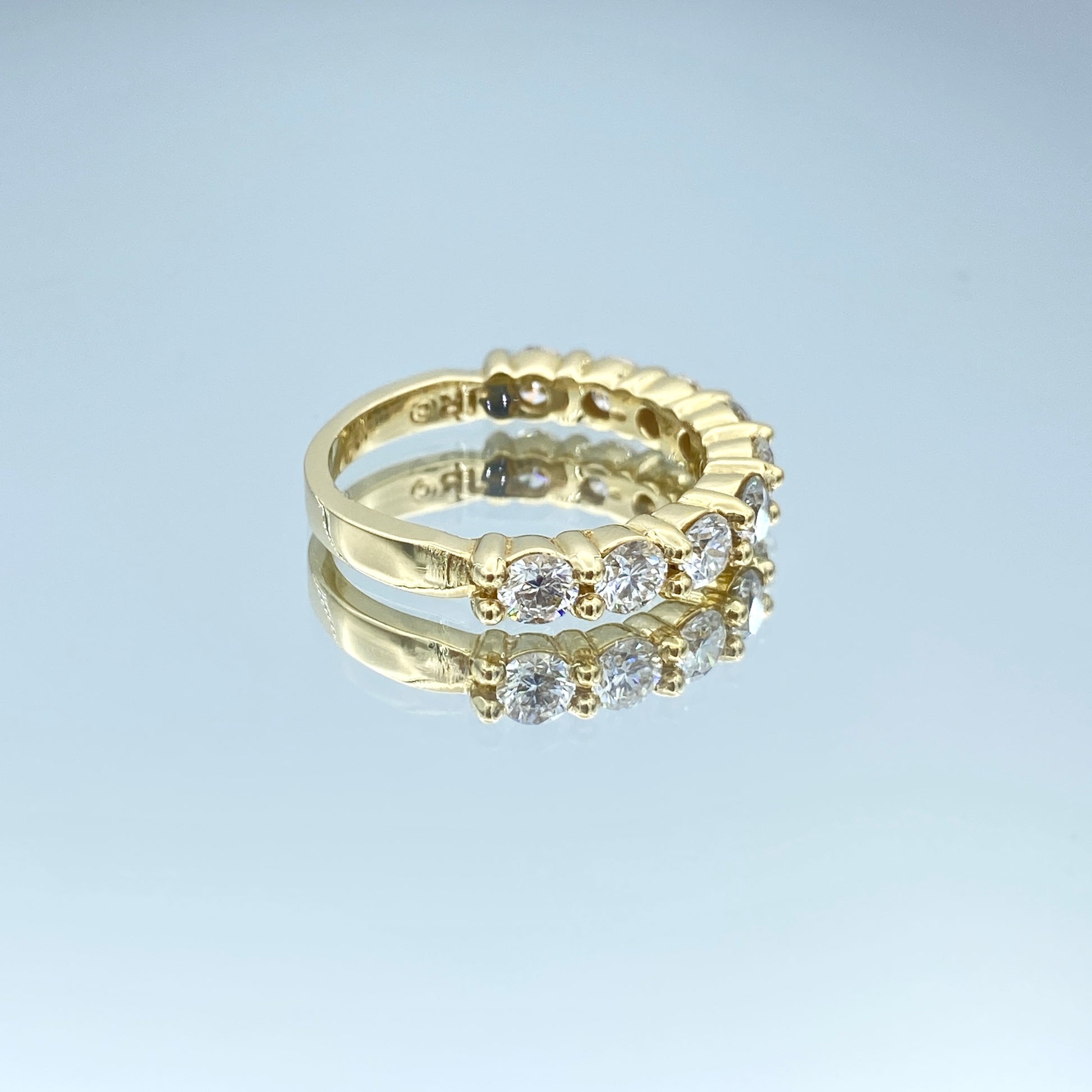 Nine Stone Round-Cut Diamond Ring  in 14K Yellow Gold - L and L Jewelry