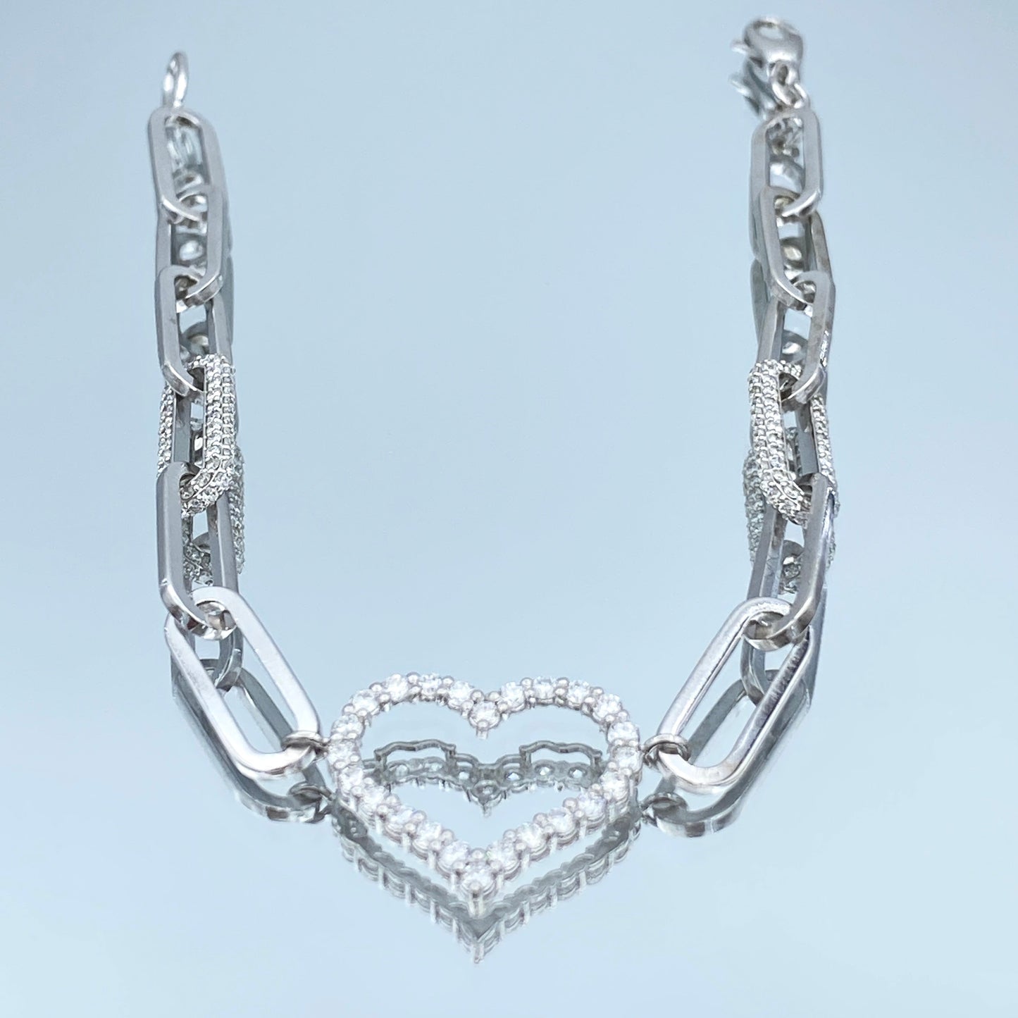 Heart Charm Paperclip Link Bracelet in 14K Gold