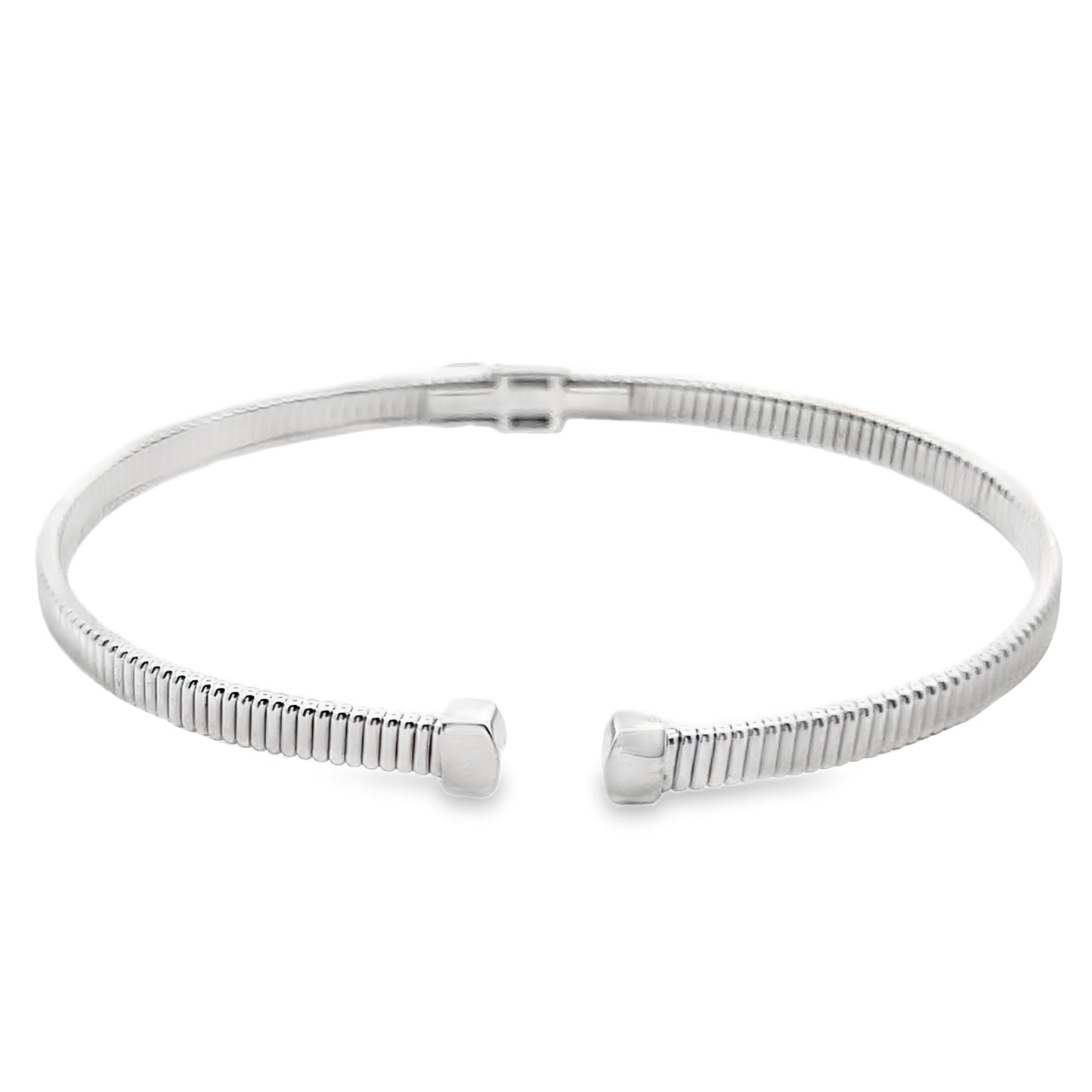 18K White Gold Diamond Bangle Cuff Bracelet