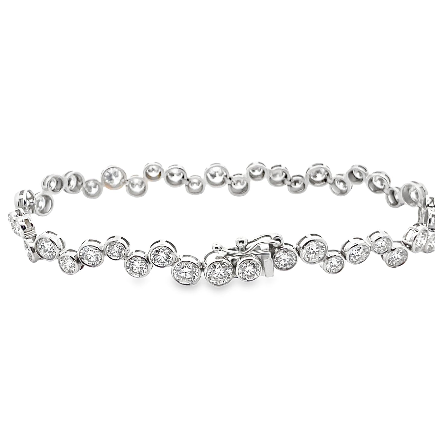 Bezel-Set Bubble Diamond Tennis Bracelet in 14K White Gold