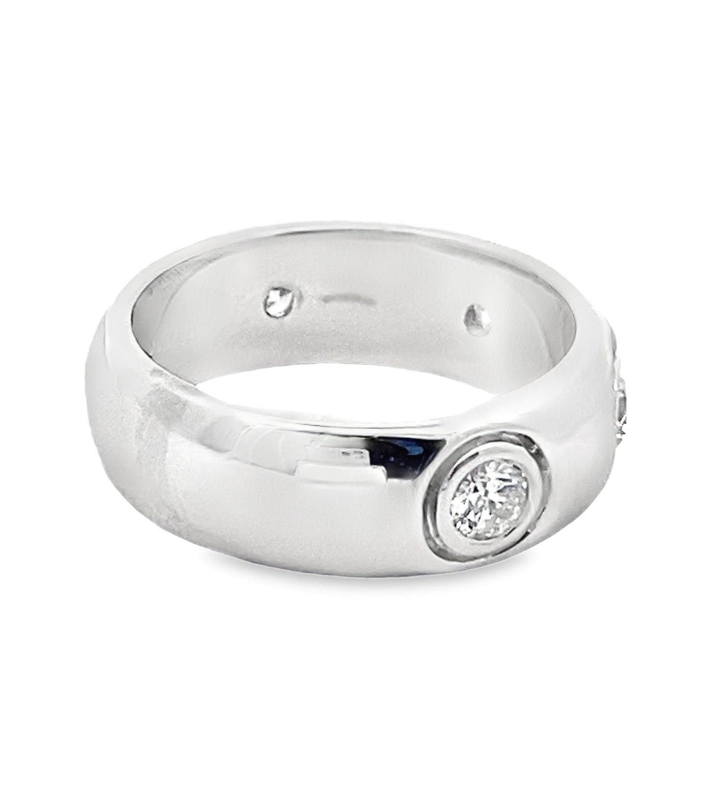 Round-Cut Bezel Diamond Men's Wedding Ring in 14K White Gold