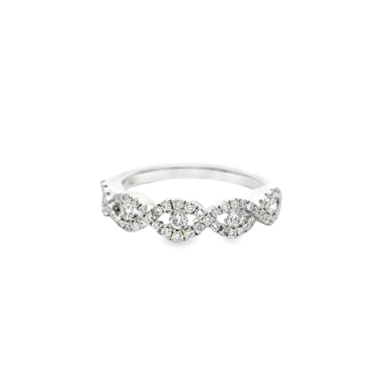 Marquise Vintage Style Halfway Diamond Band in 14K White Gold