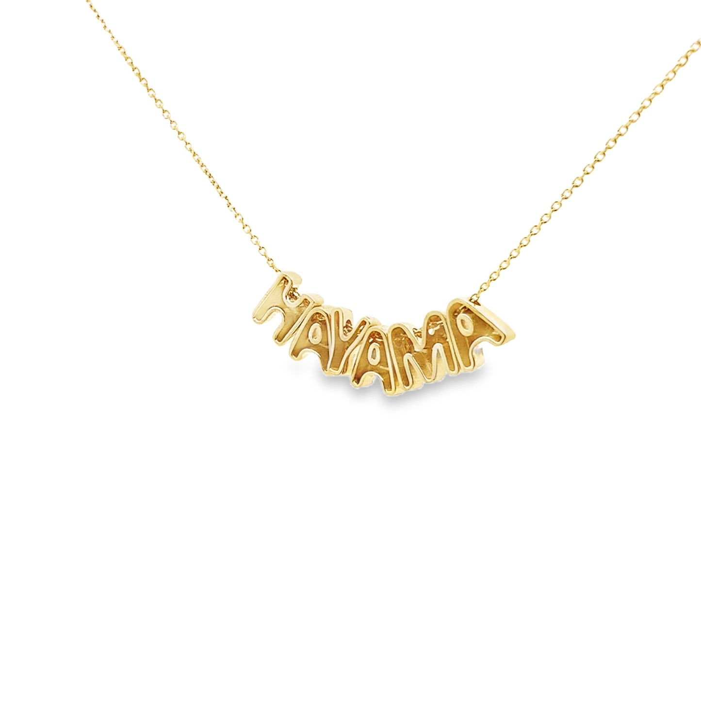 Bubble Initial Letter & Name in 14K Yellow Gold