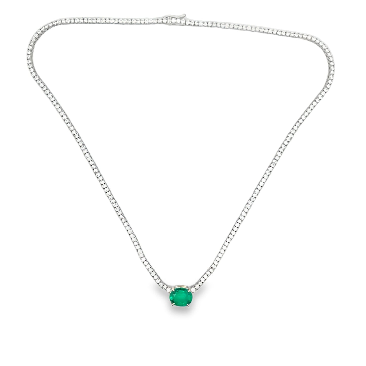 Dani Austin Green Emerald and Diamond Tennis Necklace