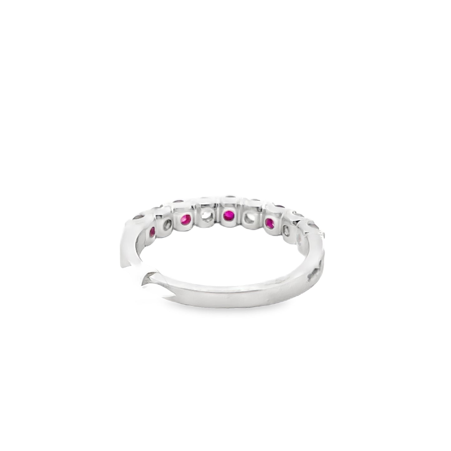 Ruby and Diamond Halfway Band in 14K White Gold