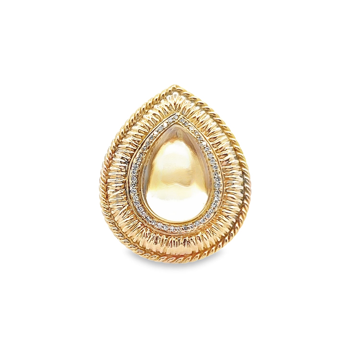 Cabochon Green Tourmaline Vintage Ring in 14K Yellow Gold