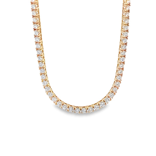LKS Diamond Tennis Necklace in 14K Yellow Gold