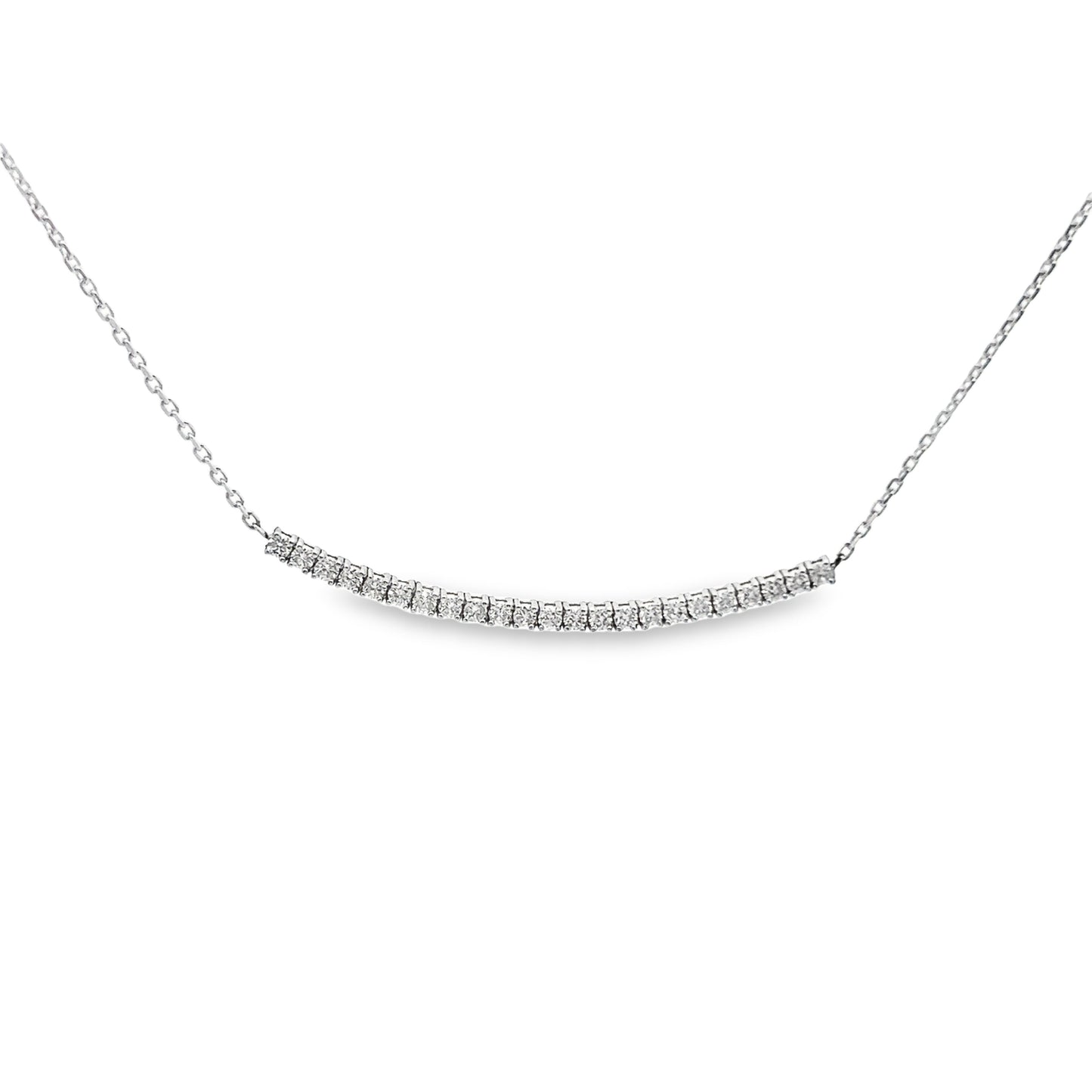 Diamond Bar Necklace in 14K White Gold
