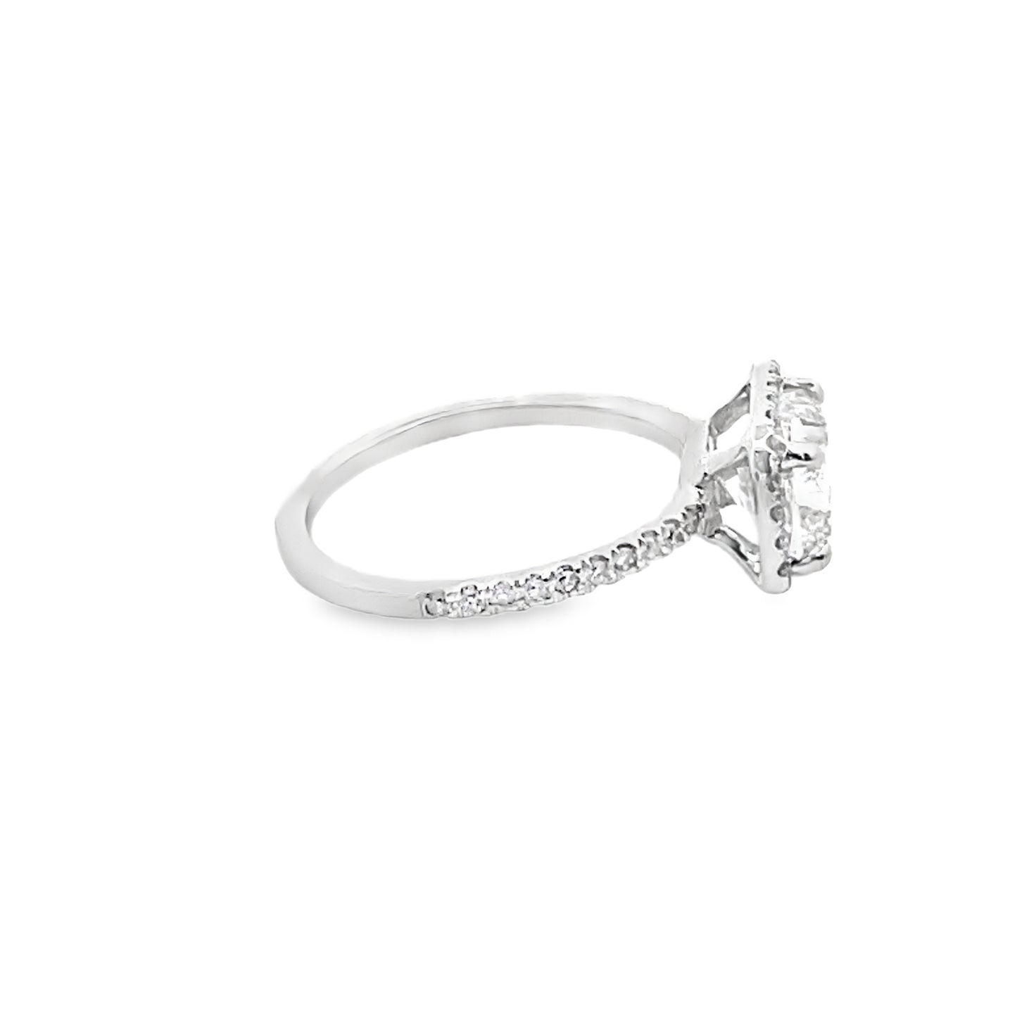 Halo Cushion-Cut Diamond Engagement Ring in 14K White Gold