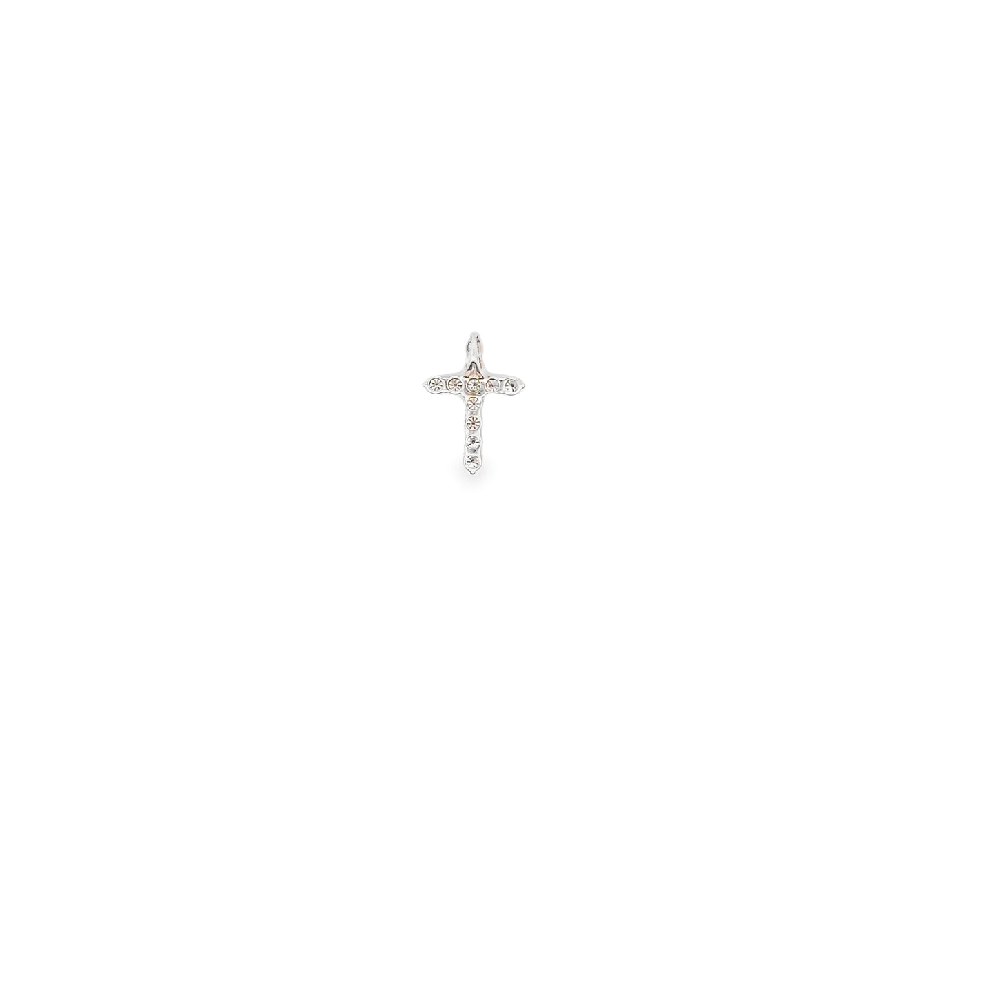 Diamond Rounded Cross Pendant in 14K White Gold