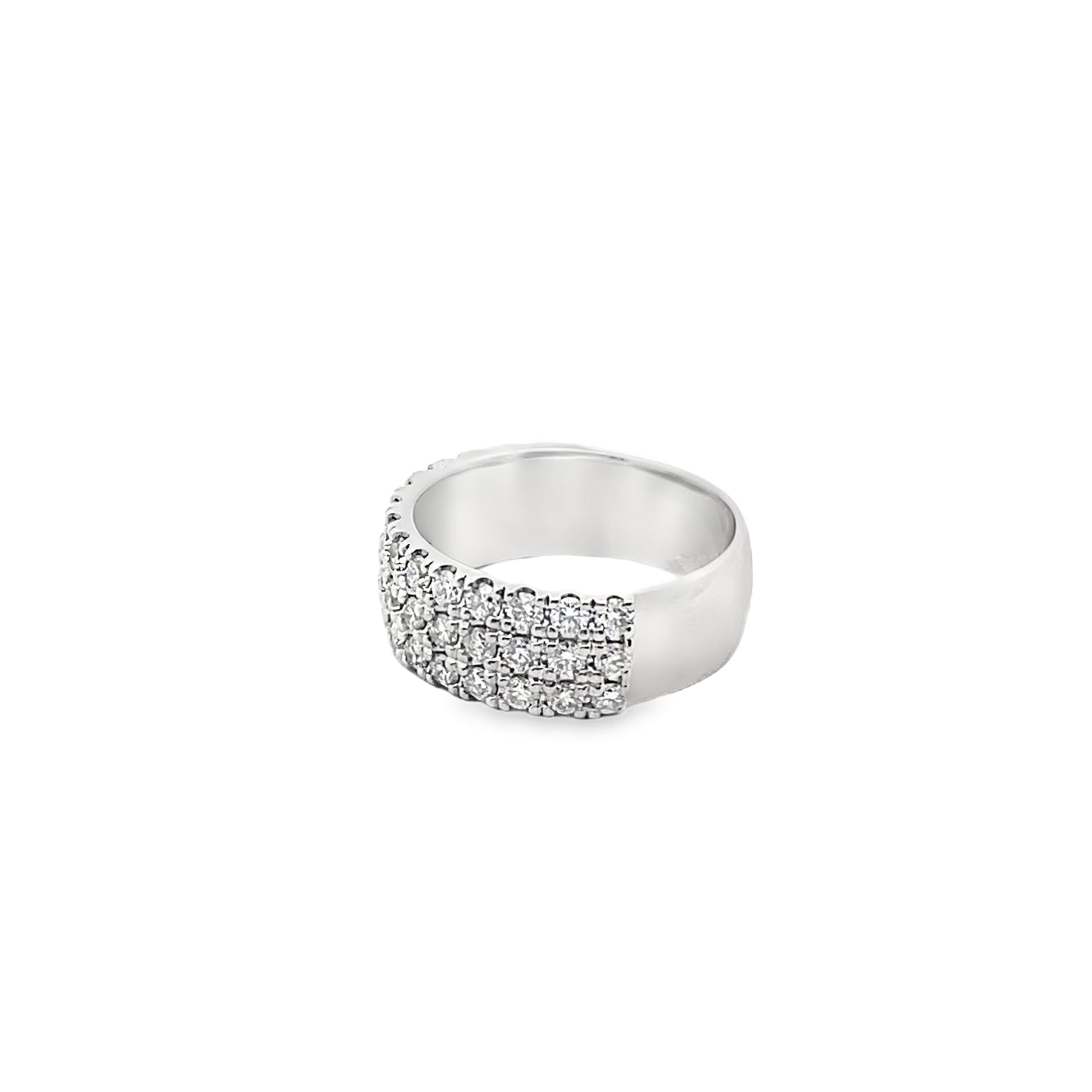 Three Row Pave Diamond Eternity Ring in 14K White Gold