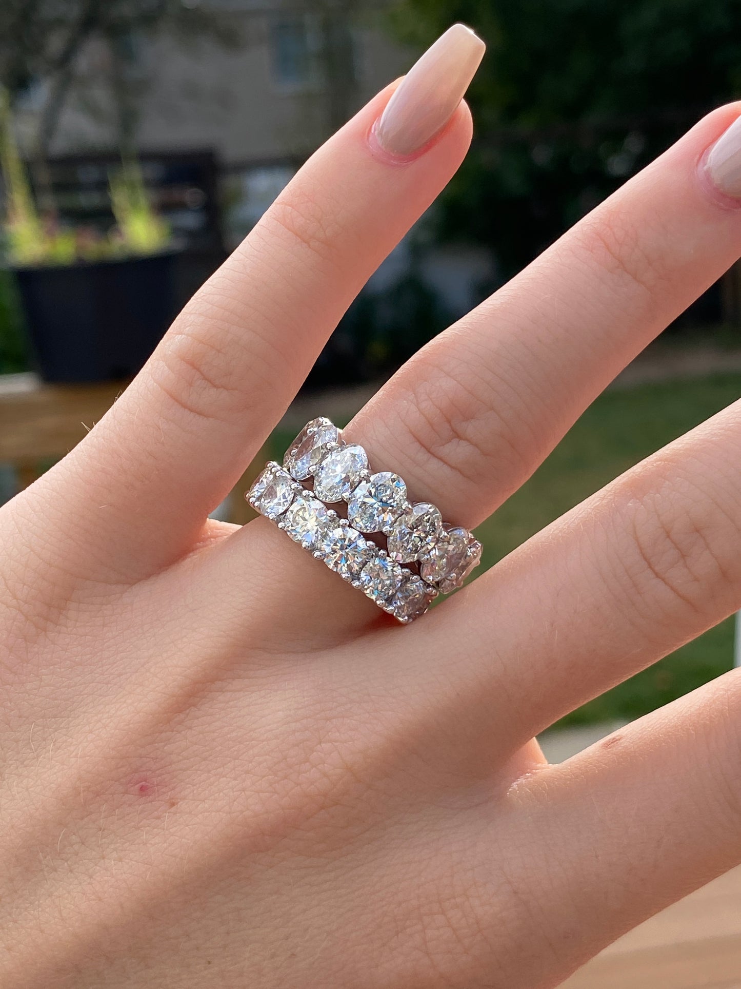 Oval-Cut Diamond Eternity Ring in Platinum