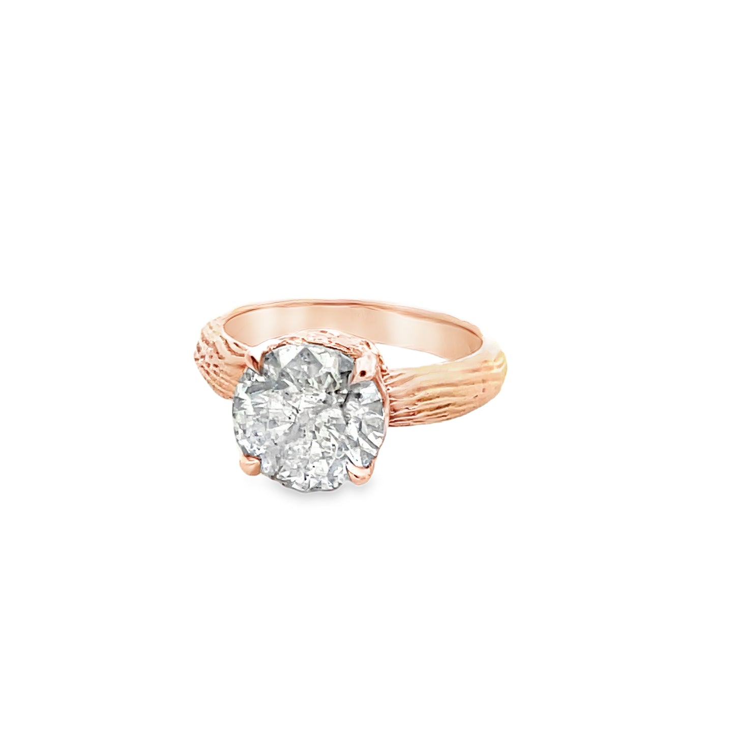 Round-Cut Salt and Pepper Diamond Engagement Ring in 14K Rose Gold