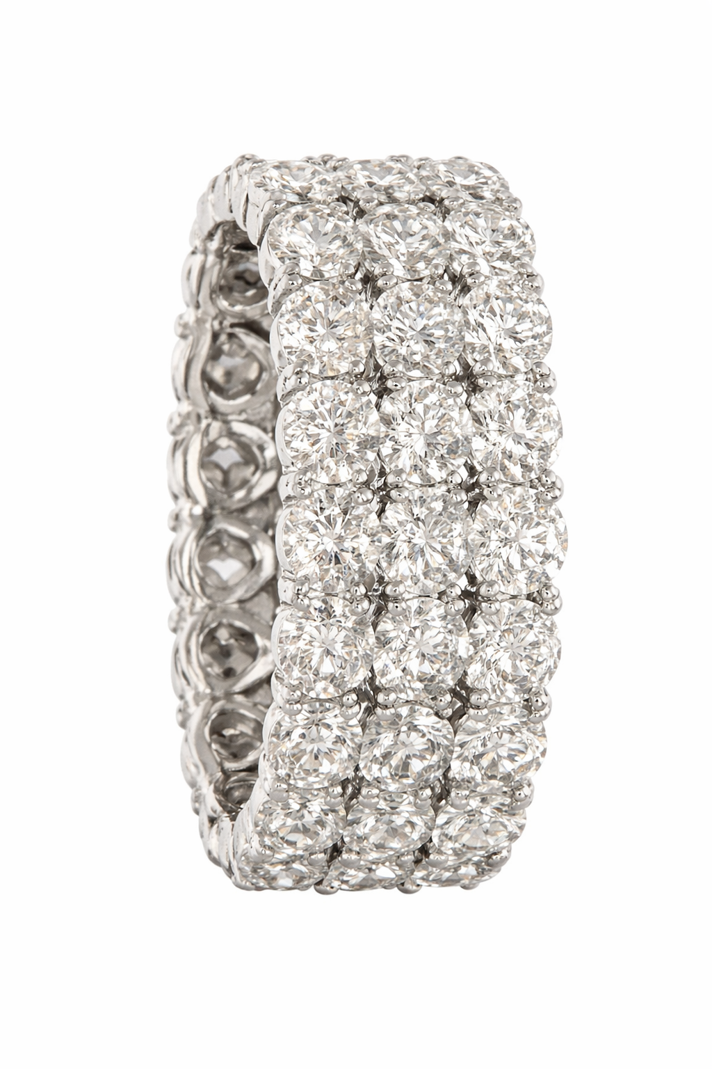Three Row Round Brilliant-Cut Diamond Eternity Ring in 14K White Gold