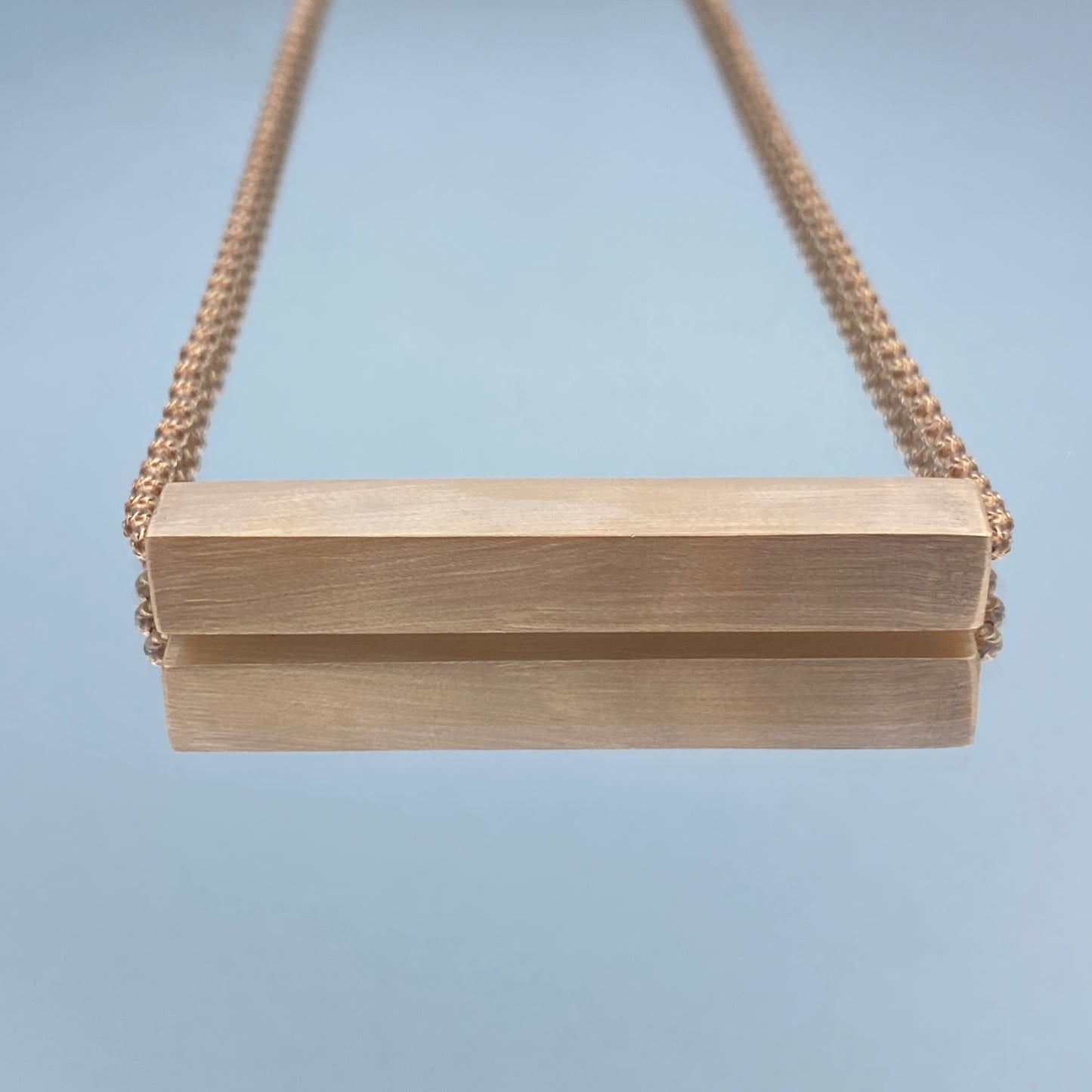 Bar Necklace with Bead Chain in 14K Rose Gold