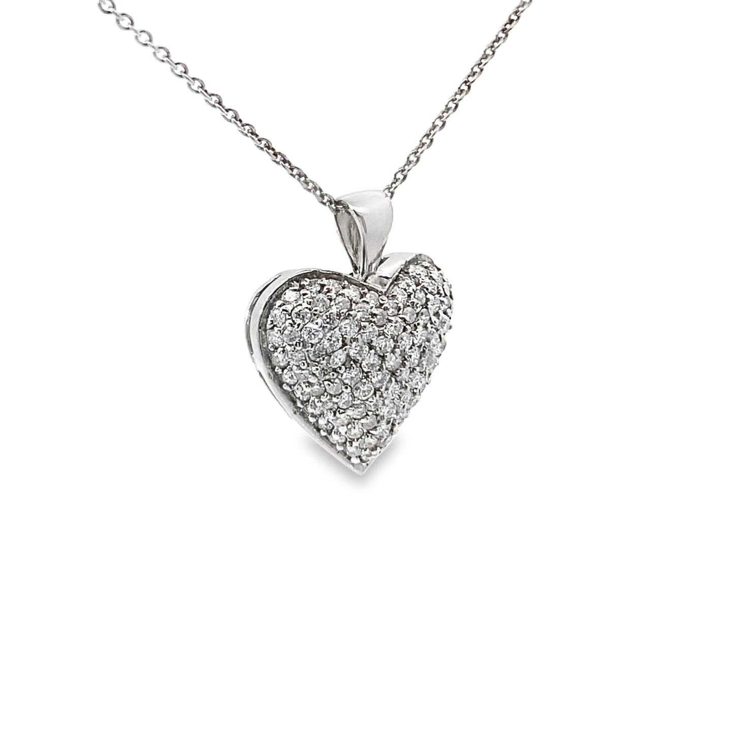 Diamond Heart Pendant Necklace in 14K White Gold