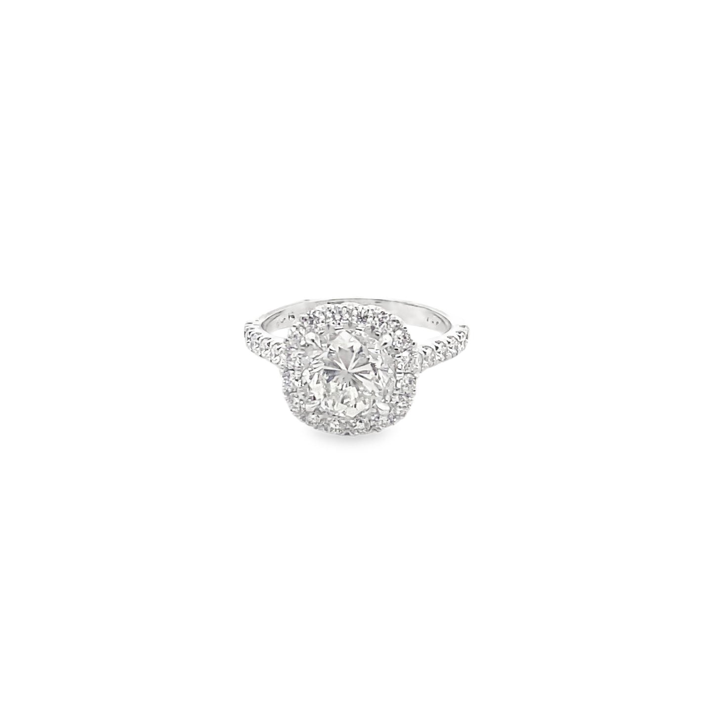 Cushion-Cut Halo Diamond Engagement Ring in 14K White Gold