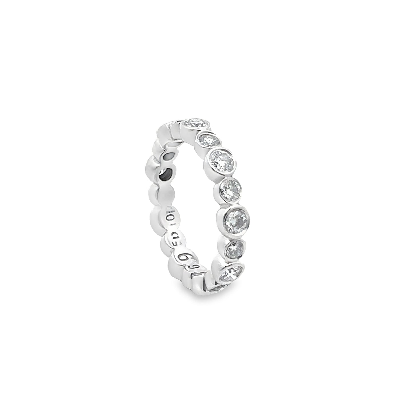 Bezel-Set Round Brilliant-Cut Diamond Eternity Band in 14K White Gold