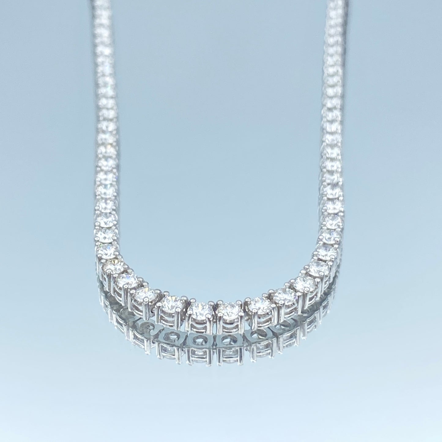 Halfway Diamond Tennis Necklace in 14K White Gold - L and L Jewelry