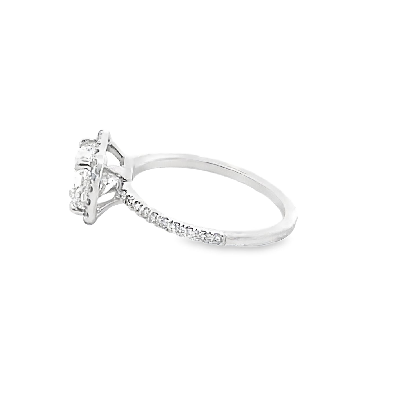 Halo Cushion-Cut Diamond Engagement Ring in 14K White Gold