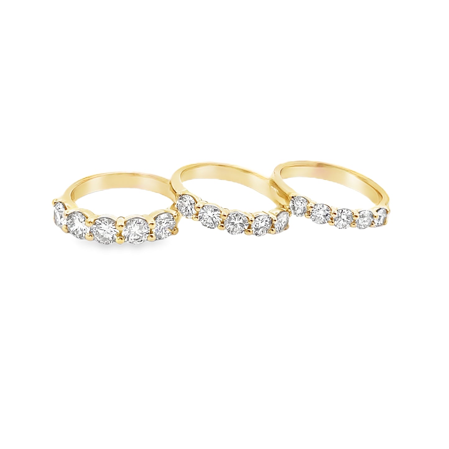 Shared Prong Halfway Diamond Ring in 14K Gold