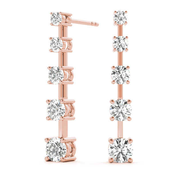 Diamond Linear Drop Earrings in 14K Gold
