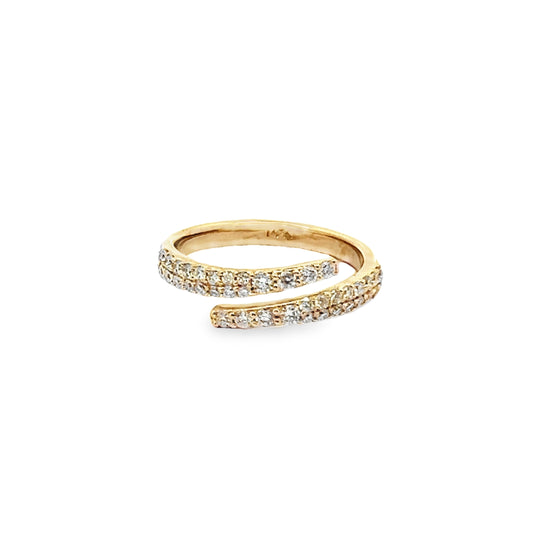 Round-Cut Open Diamond Wrap Pinky Ring in 14K Yellow Gold