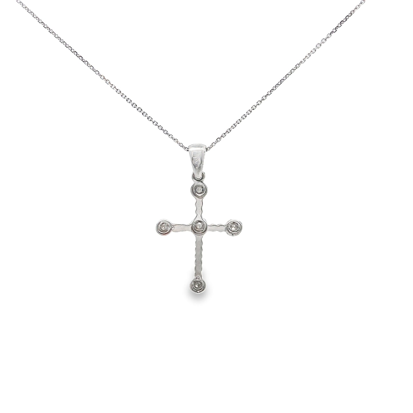Diamond Cross Necklace in 14K White Gold