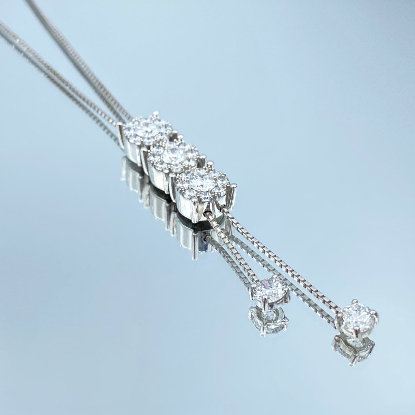 Diamond Lariat Necklace in 14K White Gold - L and L Jewelry