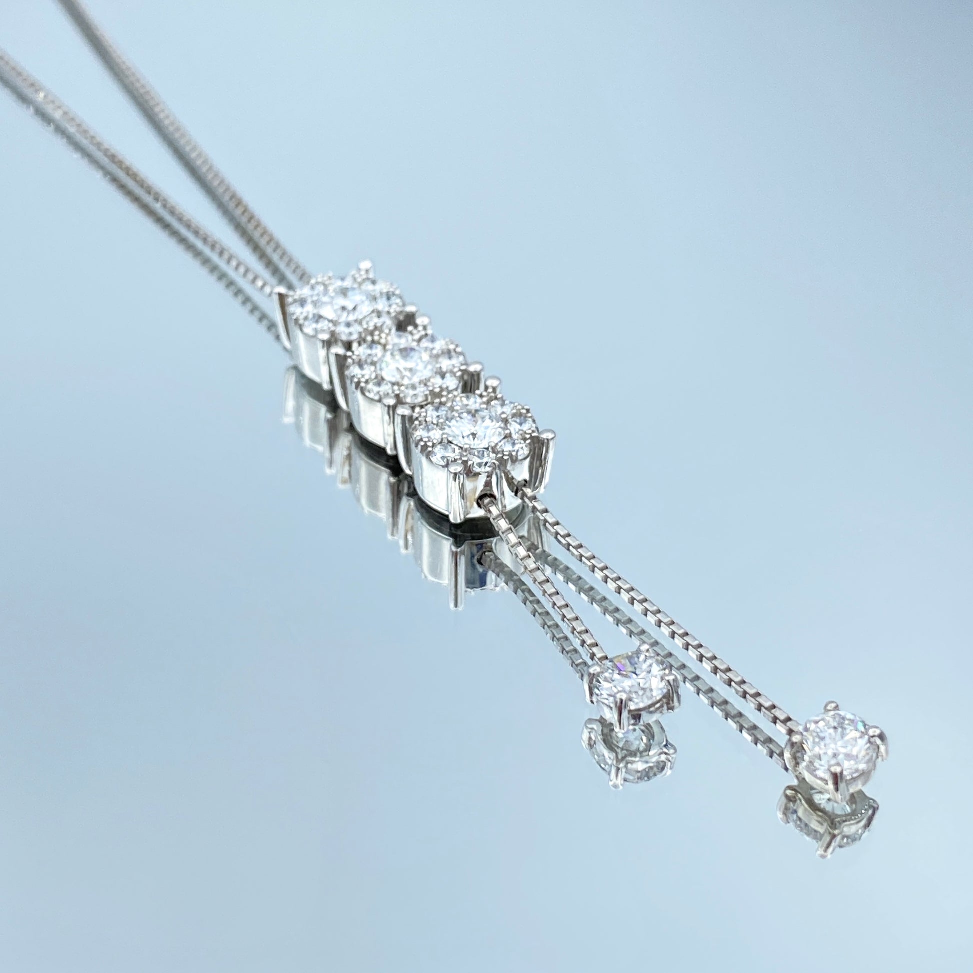 Diamond Lariat Necklace in 14K White Gold - L and L Jewelry