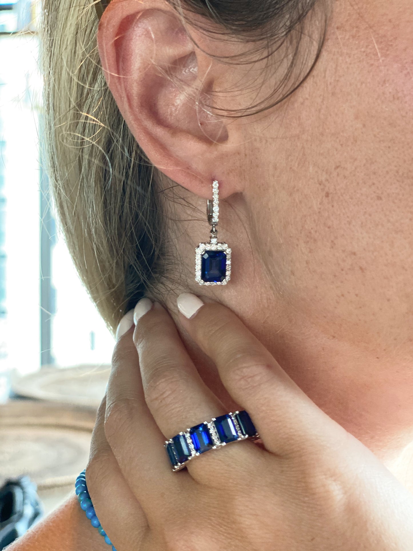 Blue Sapphire Eternity Ring in 14K White Gold