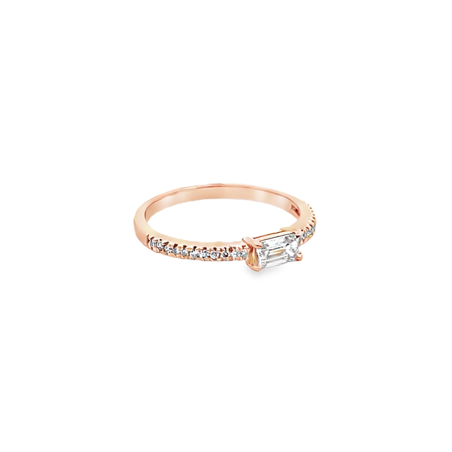 Baguette-Cut Diamond Ring in 14K Rose Gold