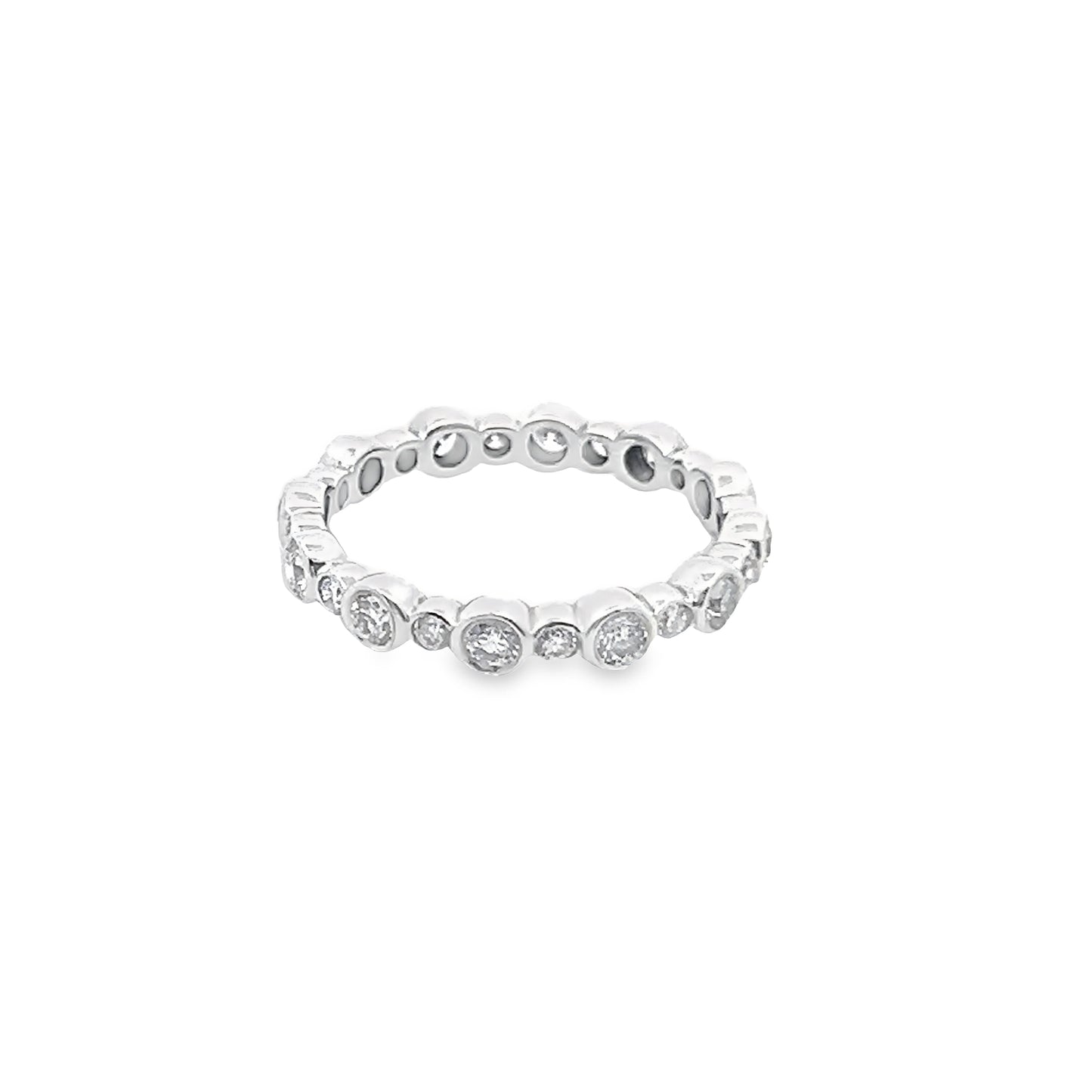 Bezel-Set Round Brilliant-Cut Diamond Eternity Band in 14K White Gold