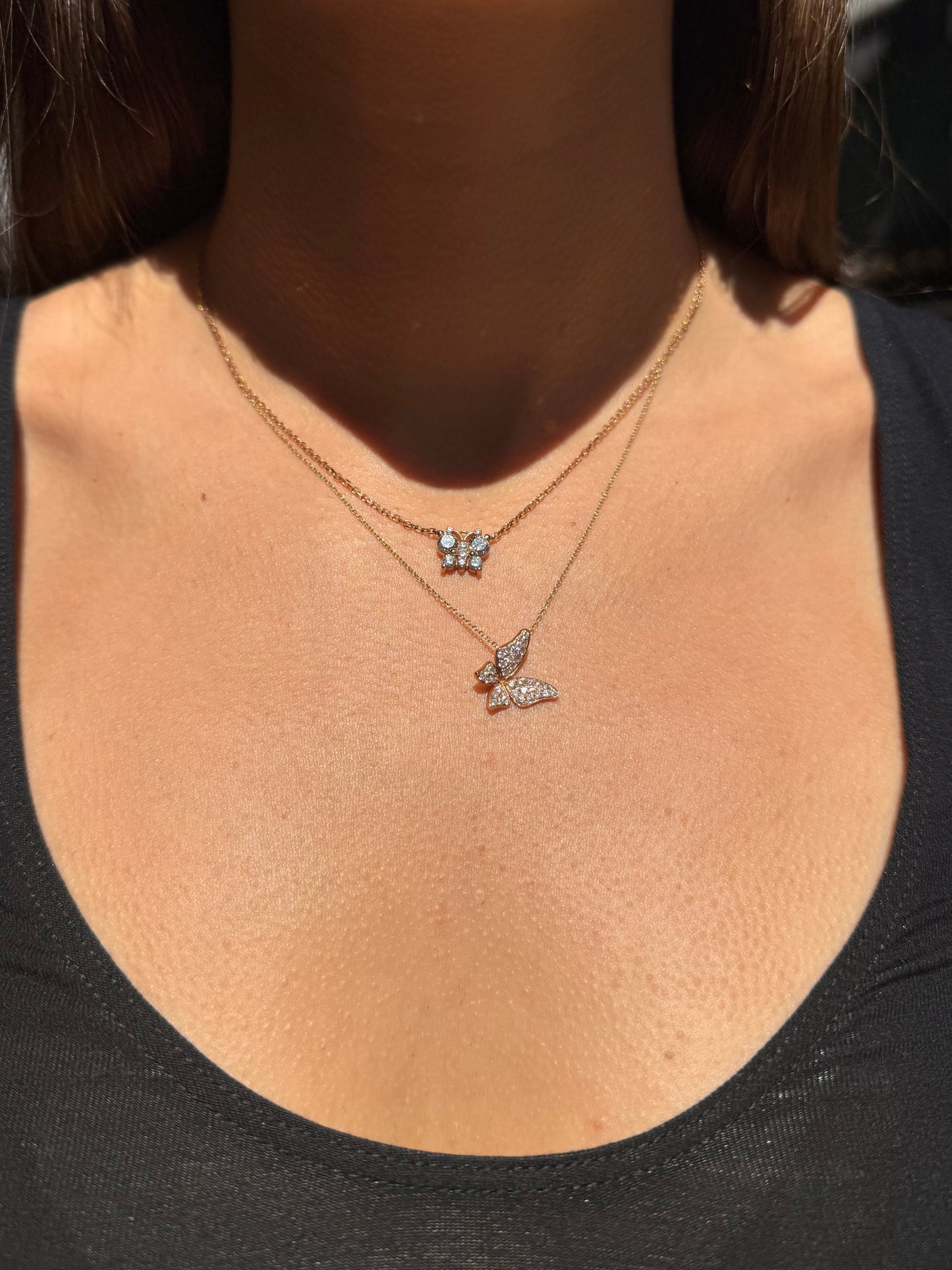 Diamond Butterfly Necklace in 14K Rose Gold