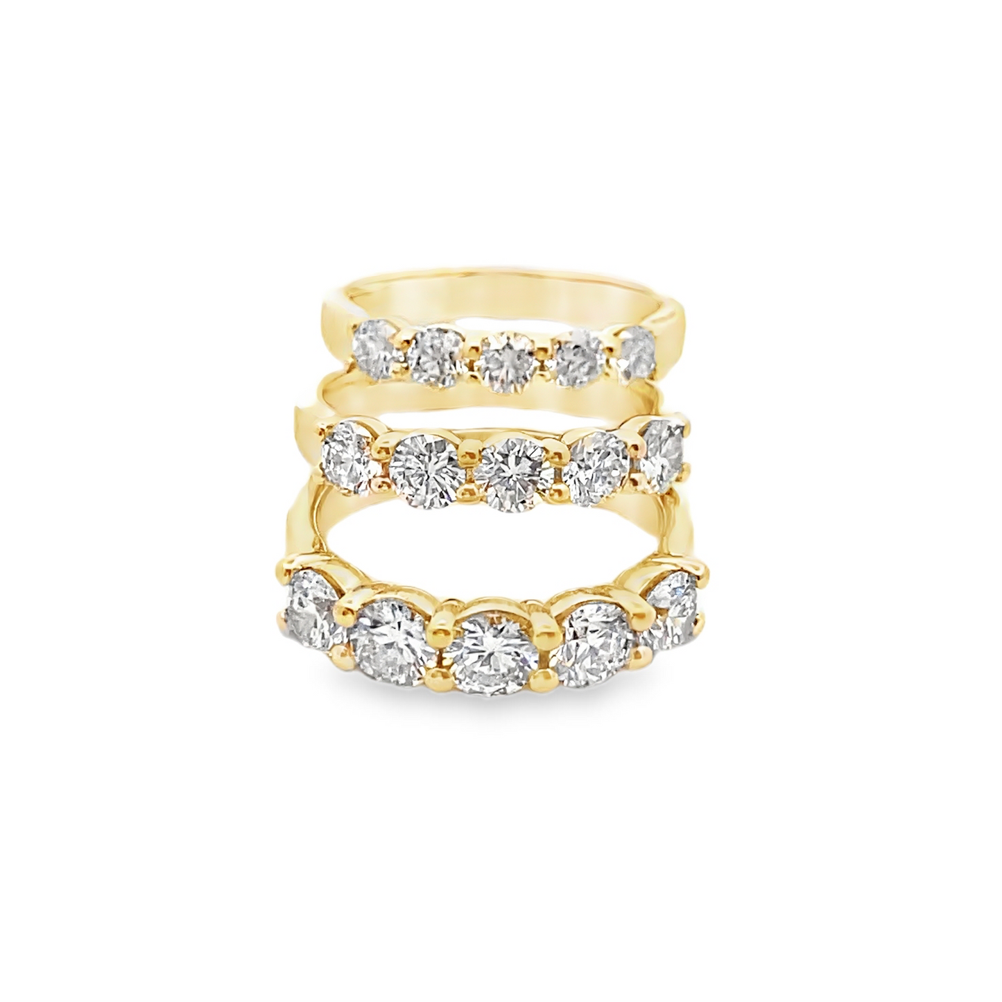 Shared Prong Halfway Diamond Ring in 14K Gold