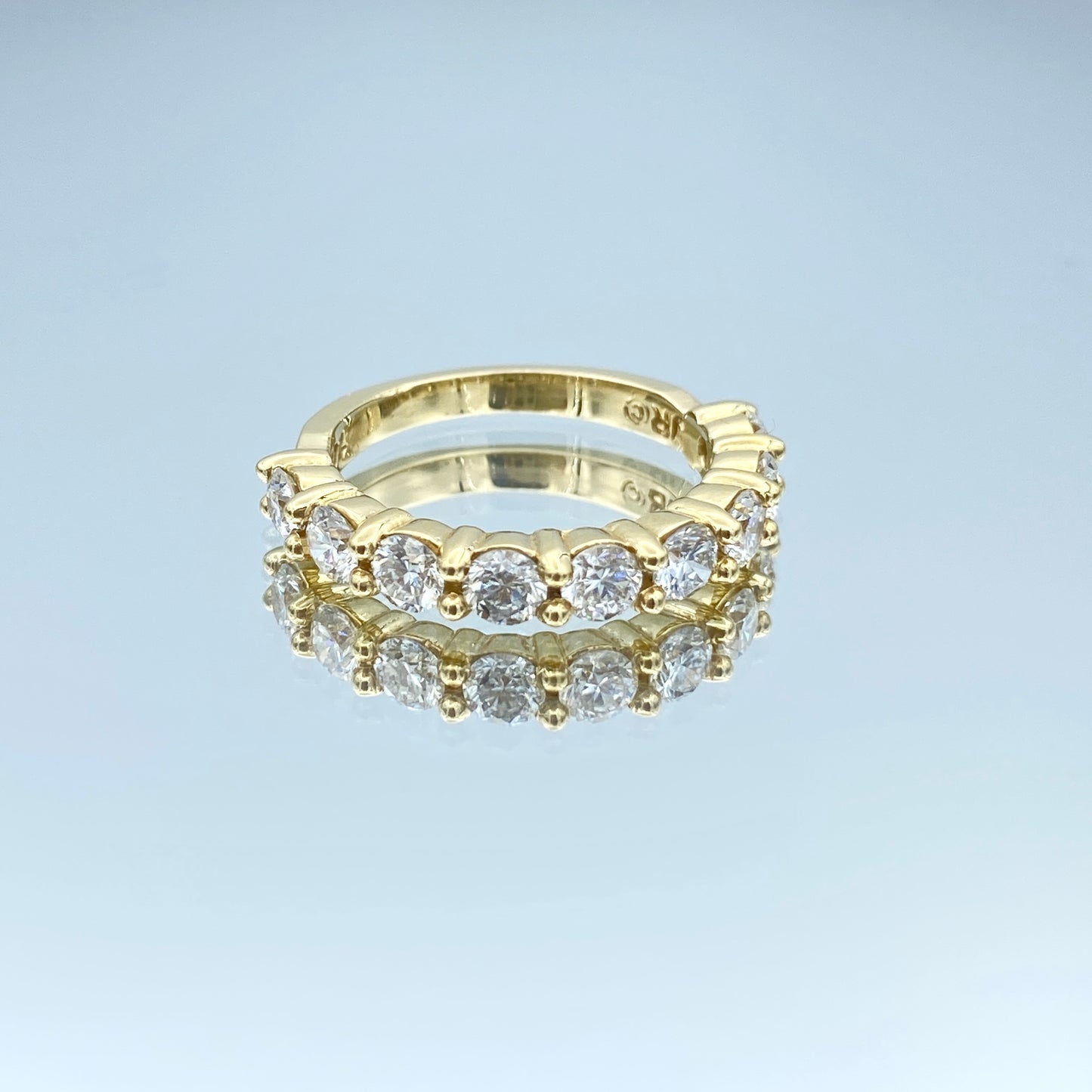 Nine Stone Round-Cut Diamond Ring in 14K Yellow Gold - L and L Jewelry