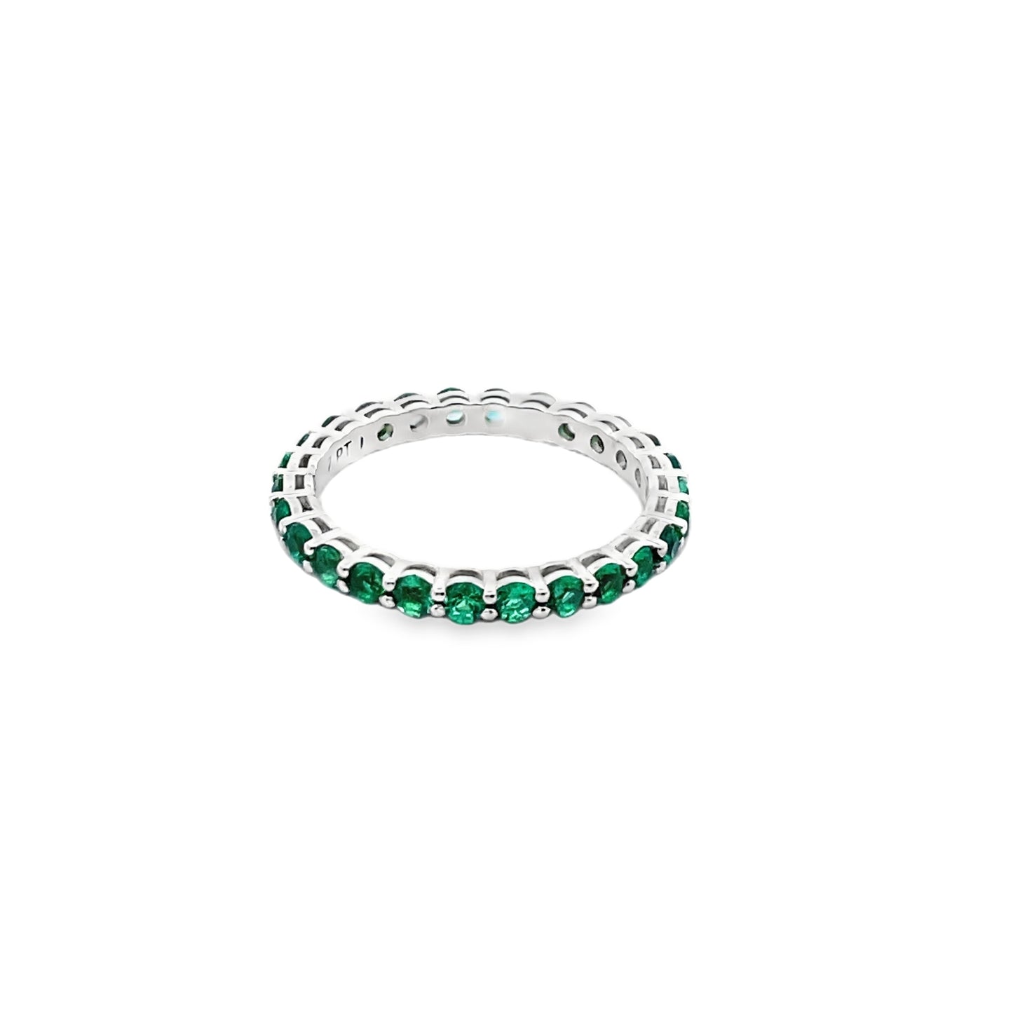 Emerald Stone Eternity Band in 14K White Gold